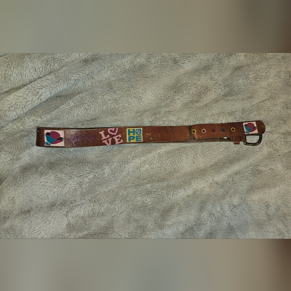Boho Fossil Leather Belt See Measurements